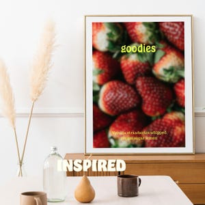 Art de la fraise, art mural cuisine fraise, affiche numérique de fruits, décoration d'intérieur moderne, impression murale de ferme, art culinaire rouge