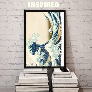 Japanese Art Print, Vintage Aesthetic Wall Art, Hokusai The Great Wave, Minimalist Poster, Coastal Home Decor, Digital Download