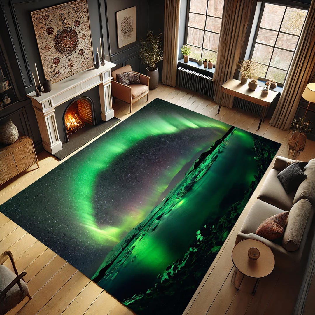 Light Rug Design Northern Lights Carpet, Lights Rug, Living Room Rug, Non-slip Rug, Gift ...