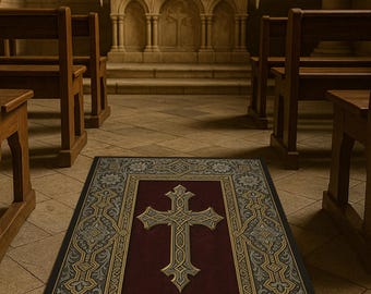 Prayer Rug, Catholic Rug, Christian Rug, Home Decor, Non-slip Rug, Christian Prayer Mat, Catholic Gift, Cross Symbol Prayer Rug, Pattern Rug