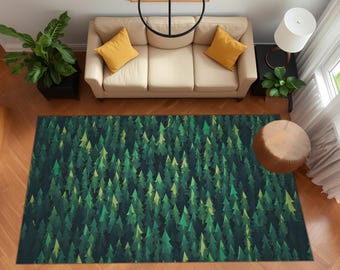 Tree Rug, Tree Design Carpet, Forest Rug, Living Room Rug, Outdoor Rug, Kids Room Rug, Office Rug, Gift, Non-slip Rug,Green Rug,Special Rug,