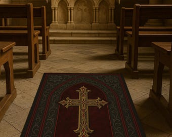 Prayer Rug, Catholic Rug, Christian Rug, Home Decor, Non-slip Rug, Christian Prayer Mat, Catholic Gift, Cross Symbol Prayer Rug, Pattern Rug