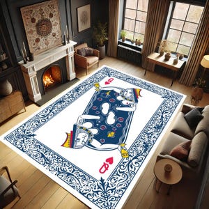 Tapis de jeu de cartes, tapis design, tapis rétro, tapis tendance, tapis antidérapant, cadeau, tapis pour chambre d'adolescent, formes traditionnelles, cadeau pour la maison, tapis à motifs