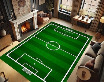 Alfombra de campo de fútbol, alfombra de fútbol, alfombra con diseño de fútbol, alfombra de fútbol, alfombra antideslizante, alfombra verde, alfombra de tendencia, alfombra con diseño deportivo, regalo, alfombra popular