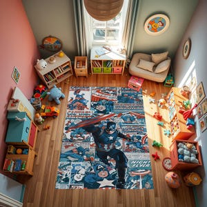 Tappeto Captan America, Capitan America, Tappeto Eroe, Regalo, Tappeto antiscivolo, Kids For Rug, Design Captan America, Tappeto Comic, Tappeto Rivista, Tappeto Leggenda