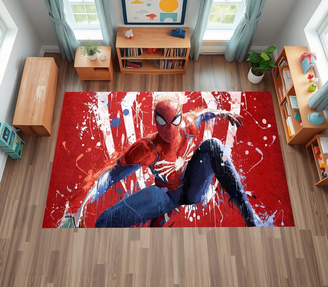 Spiderman Rug, Spiderman, Hero Rug, Gift, Home Gift, Non-slip Rug, Kids ...