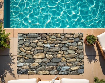 Rocky Rug, Stone Rug, Rock Design Rug, Stone Patterned, Rock Pattern Rug, Gift, Pool Rug, Custom Design Carpet, Wall Design Rug,Wall Pattern