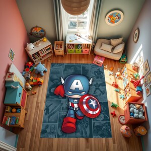 Tappeto Capitan America, Figura Capitan America, Tappeto Cartoon, Tappeto Comico, Tappeto Trendy, Tappeto per bambini, Regalo per bambini, Tappeto antiscivolo, Tappeto Leggenda, Tappeto Eroe