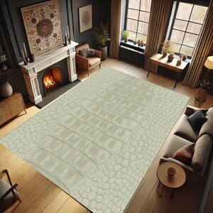 Snake Rug, Snake Skin Rug, Off White Rug, Snake Patterned Rug, Washable Rug, Non-slip Rug, Home Decor, Legend Rug, Animal Skin Rug,Decor Rug