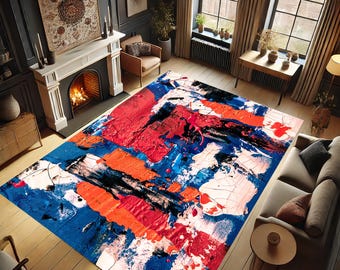 Oil Painting Rug, Colorfull Rug, Living Room Rug, Office Rug, Modern Rug, Architectural Carpet, Non-slip Rug, Multicolored Rug, Abstract Rug