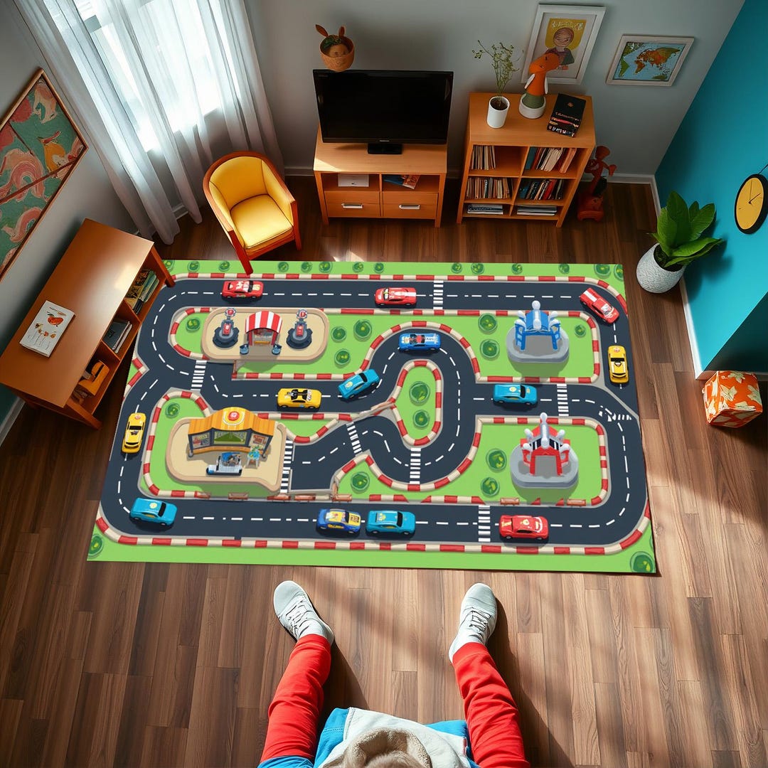Car Rug Forest Car Racing Themed, Cars Rug, Car Design Rug, Car Themed Rug, Racing ...