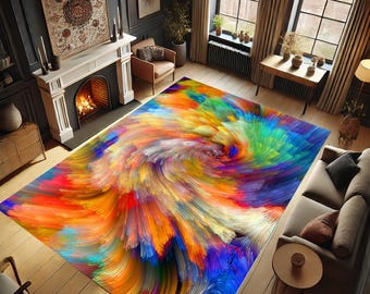 Modern Abstract Rug, Modern Rug, Multicolored Rug, Colorful Rug, Abstract Rug, Non-slip Rug, Washable Rug, Home Decor, Area Rug, Trendy Rug