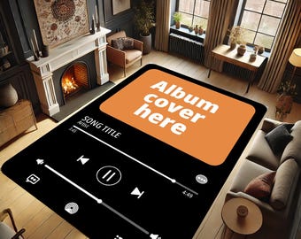 Gepersonaliseerde op maat gemaakte vloerkleed voor streaming-app voor digitale muziek, favoriet muziekalbum Afspeelschermafbeelding met bedrukt vloerkleed, cadeau voor muziekliefhebbers