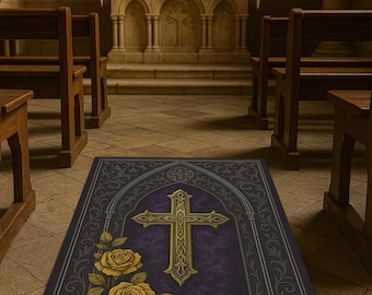 Prayer Rug, Catholic Rug, Christian Rug, Home Decor, Non-slip Rug, Christian Prayer Mat, Catholic Gift, Cross Symbol Prayer Rug, Pattern Rug