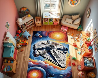 Star Wars Rug, Millenium Falcon, Hero Rug, Star Wars Design Rug, Non-slip Rug, Kids For Gift, Movies Rug, Legend Rug, Comic Rug,Colorful Rug