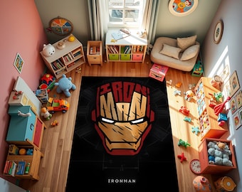 Ironman Rug, Children's Room Rug, Ironman Figure Rug, Non-slip Base Rug, Superhero Rug, Ironman Decor, Children's Room Decoration, Boys Rug