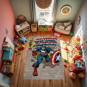 Captan America Rug, Captan America, Hero Rug, Gift, Non-slip Rug, Kids For Rug, Captan America Design, Cartoon Design, Magazine Rug, Legend