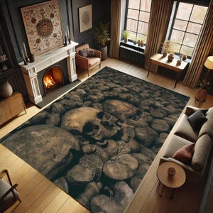 Horrror Rug, Dream Rug, Non-slip Rug, Gift, Home Gift, Popular Rug, Skull Design Rug, Skull Rug, Skeleton Design Rug, Modern Rug, Trend Rug