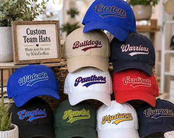 Custom Embroidered Cap, Custom Sports Team Hats, Embroidered Baseball Cap, Personalized Team Gift- Football, Soccer, Volleyball, Basketball