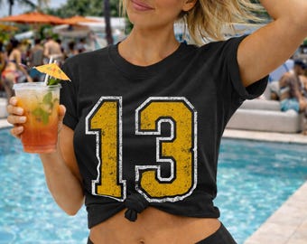 CUSTOM NUMBER Game Day Tee, Gifts for Football Player Girlfriends, Team Spirit Sports Support Custom COLOR Varsity Lucky Number T-Shirt Gift