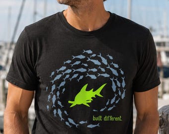 Shark Lovers Gift, Hammerhead Shark T-Shirt, Built Different, Marine Biologist Gift, Elasmobranch Naturalist Ocean Conservationist Gift Idea