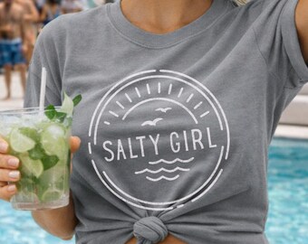 Salty Girl Comfort Colors Tee: Summer Outfit, Southern Preppy T-Shirt for Sassy Women