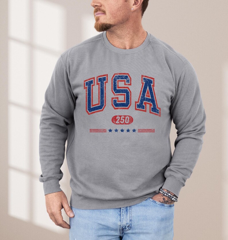 USA Semi-Quincentennial Sweatshirt or Tee, 250th Anniversary of AMERICA Shirt, 250 Years of Freedom Keepsake Shirt US Pride Gift for Patriot afbeelding 4