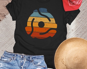 Vintage 45 RPM Record Adapter T-Shirt: Retro Music Lover Tee