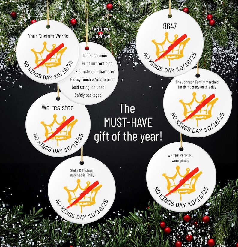 Adorno personalizado para el Día de los Reyes Magos, regalo personalizado para protestas pacíficas contra Trump y derechos de la Primera Enmienda, regalo para manifestaciones demócratas. imagen 4