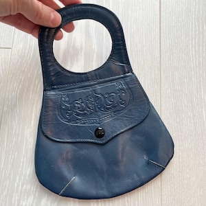 Monedero vintage azul marino, minimonedero retro con estampado único