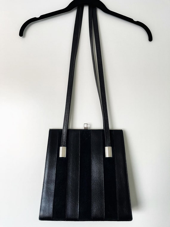 Vintage 70s Faux Leather and Suede Tote Bag, Retro Finnish Design Handbag
