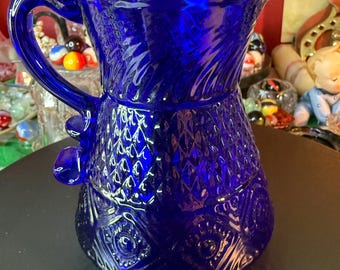 Vintage Cobalt Blue Pitcher or Creamer, 4 1/4" high