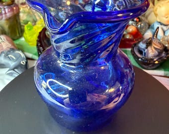 Vintage Cobalt Blue Pitcher or Creamer 3 1/2" high