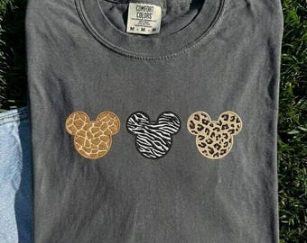 Embroidered Disney Animal Kingdom Safari Comfort Colors Shirt, Mickey Head Cheetah Disney Family Vacation Tee