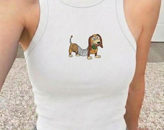 Disney Slinky Dog Embroidered Tank Top, Toy Story Slinky Shirt, Pixar Disney Tank, Disneyland Trip Outfit