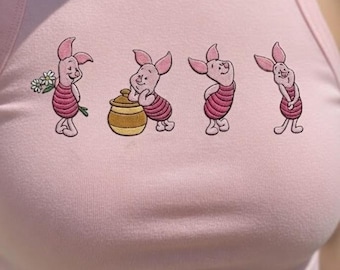 Geborduurde tanktop Knorretje verhaal, shirt wandelen karakterreeks, retro cartoon Disney tanktop, vintage Winnie de Poeh-outfit