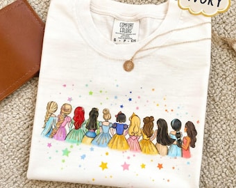 Comfort Colors All Disney Princess Shirt, Watercolor Princess Tee, Disney Trip T Shirt, Cute Disney Princess Top, Disneyworld Gift
