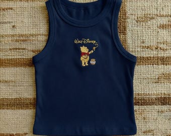 Embroidered Walt Disney Artist Pooh Tank Top, Retro Disney Park Outfit Shirt, Classic Winnie The Pooh Gift Tee