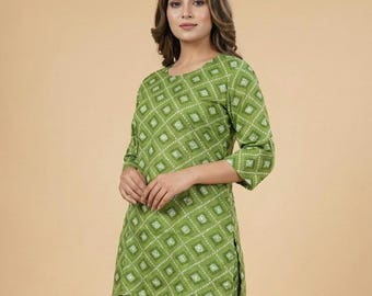 Conjunto de pantalón kurti de rayón floral / Conjunto étnico para mujer