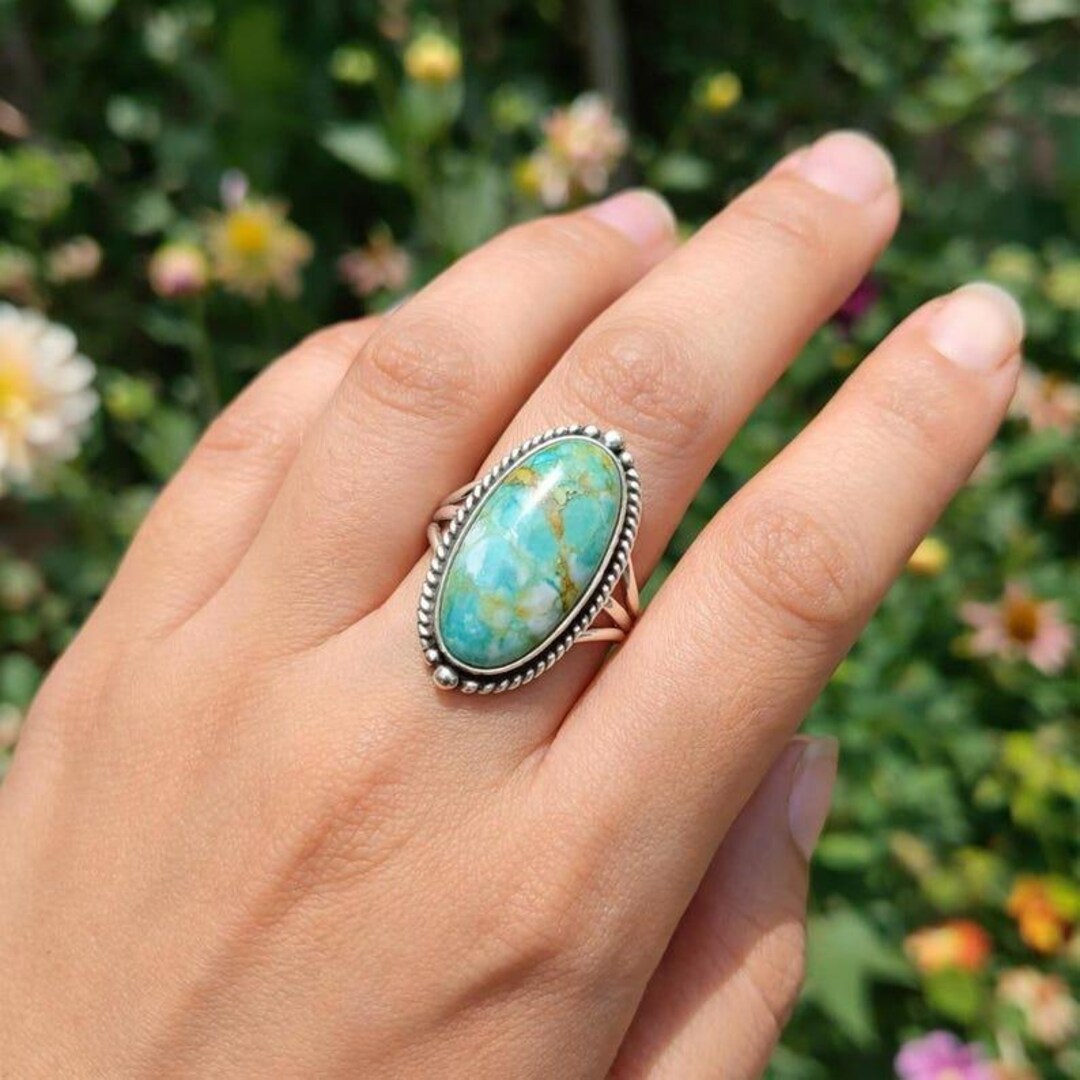 Blue Mohave Turquoise Stone Ring: Handmade 925 Sterling Silver Jewelry ...