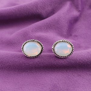 Opal Cufflinks Sterling Silver Cufflinks Silver Fire Opal Cuff links High Quality Milky Opal Fire Opal Sterling Silver Cufflinks Oval Shape