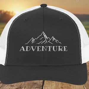 Embroidered Mountain Patch Trucker Hat: Adventure Outdoors Cap