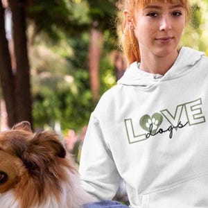 Love Dogs Hoodie, Dog Lover Sweatshirt with Paw Print Design