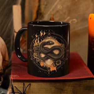 Ouroboros Snake Mug: Gothic Serpent Ceramic Cup, Mystical Decor