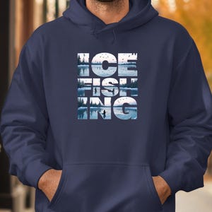 Ice Fishing Hoodie: Winter Lake Graphic, Cozy Outdoor Sweatshirt
