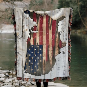 USA Flag Woven Blanket: Patriotic Americana Throw, Cotton Comfort