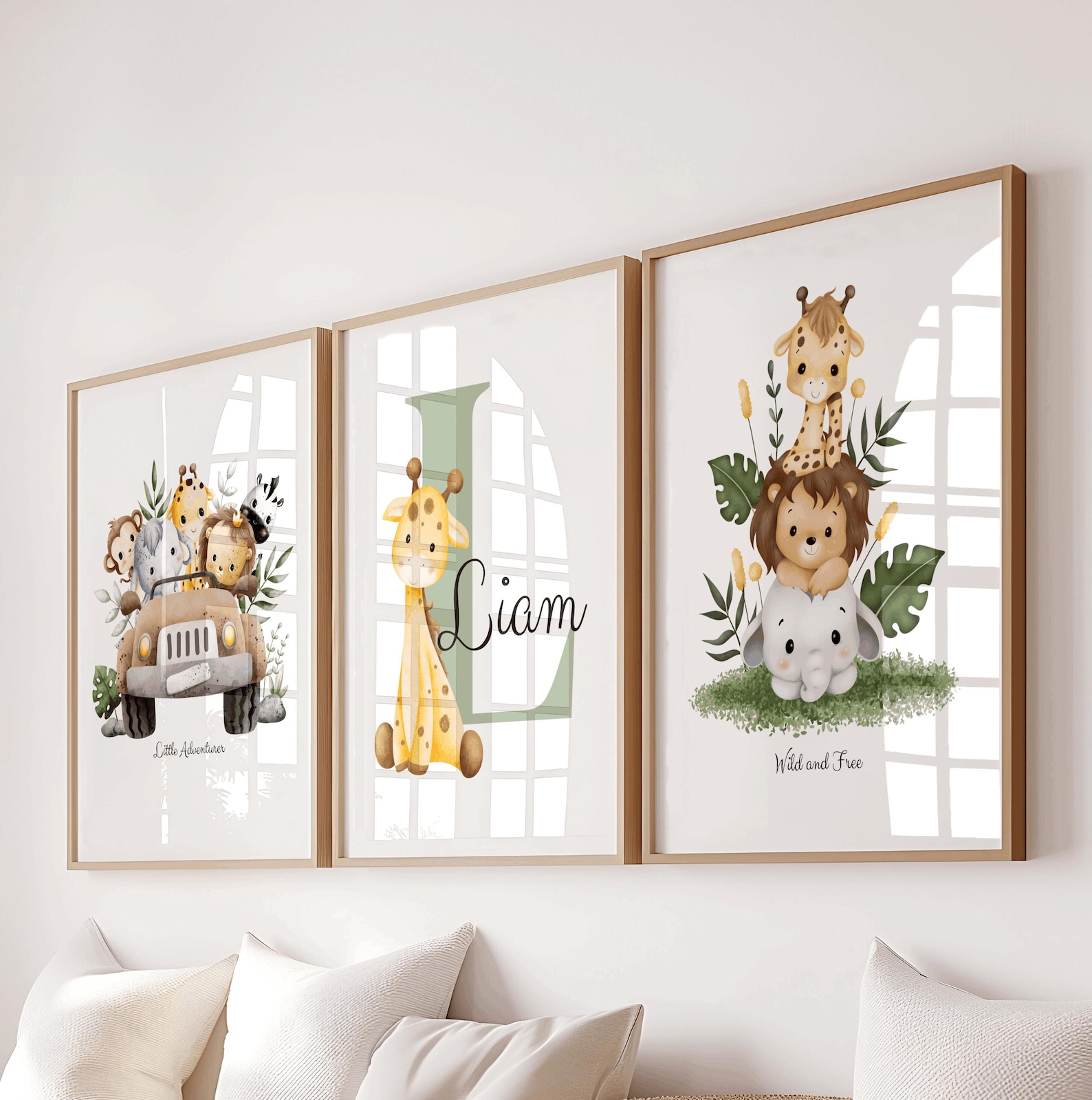 Personalized Jungle Nursery Prints: Baby Animal Safari Wall Art ...