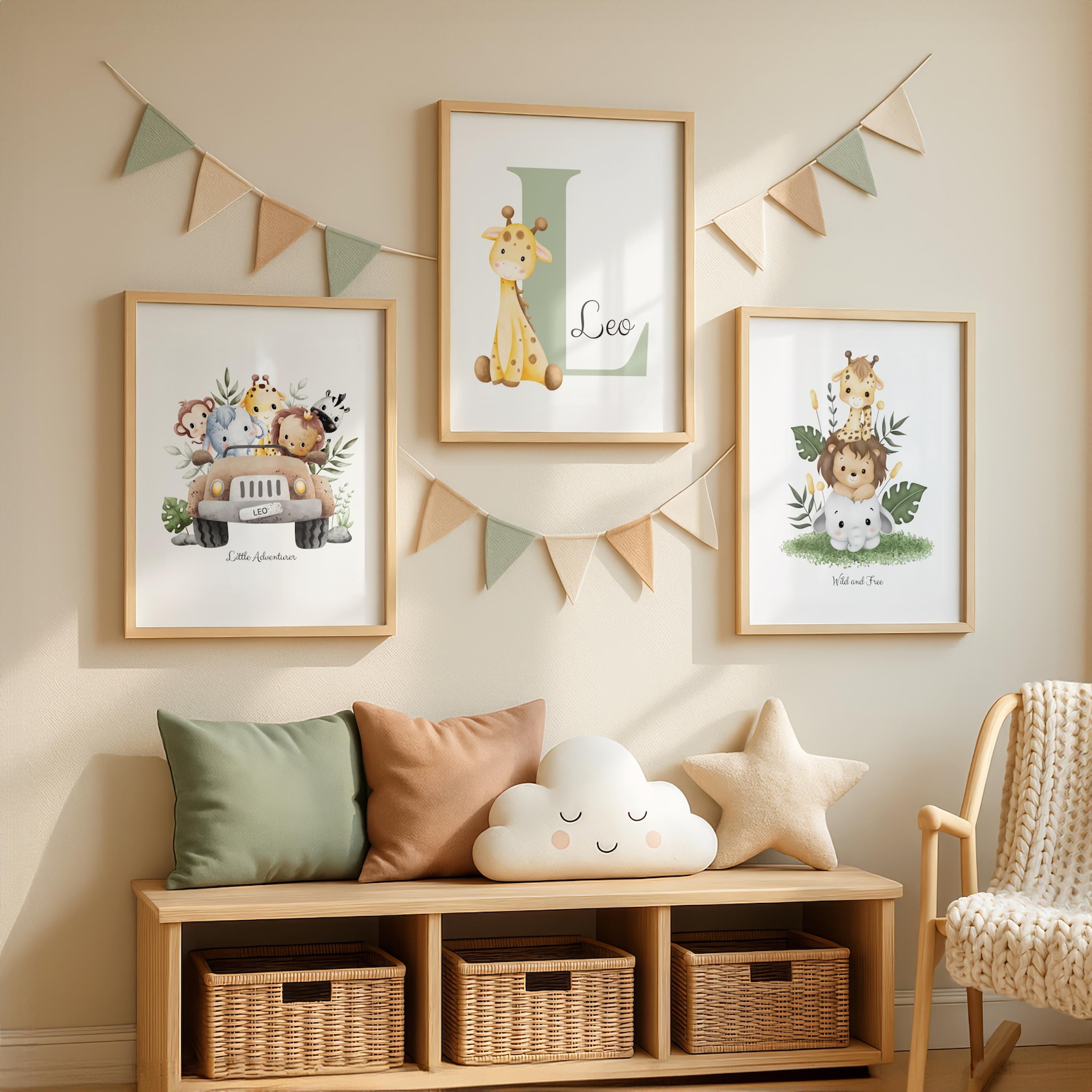 Personalized Jungle Nursery Prints: Baby Animal Safari Wall Art ...