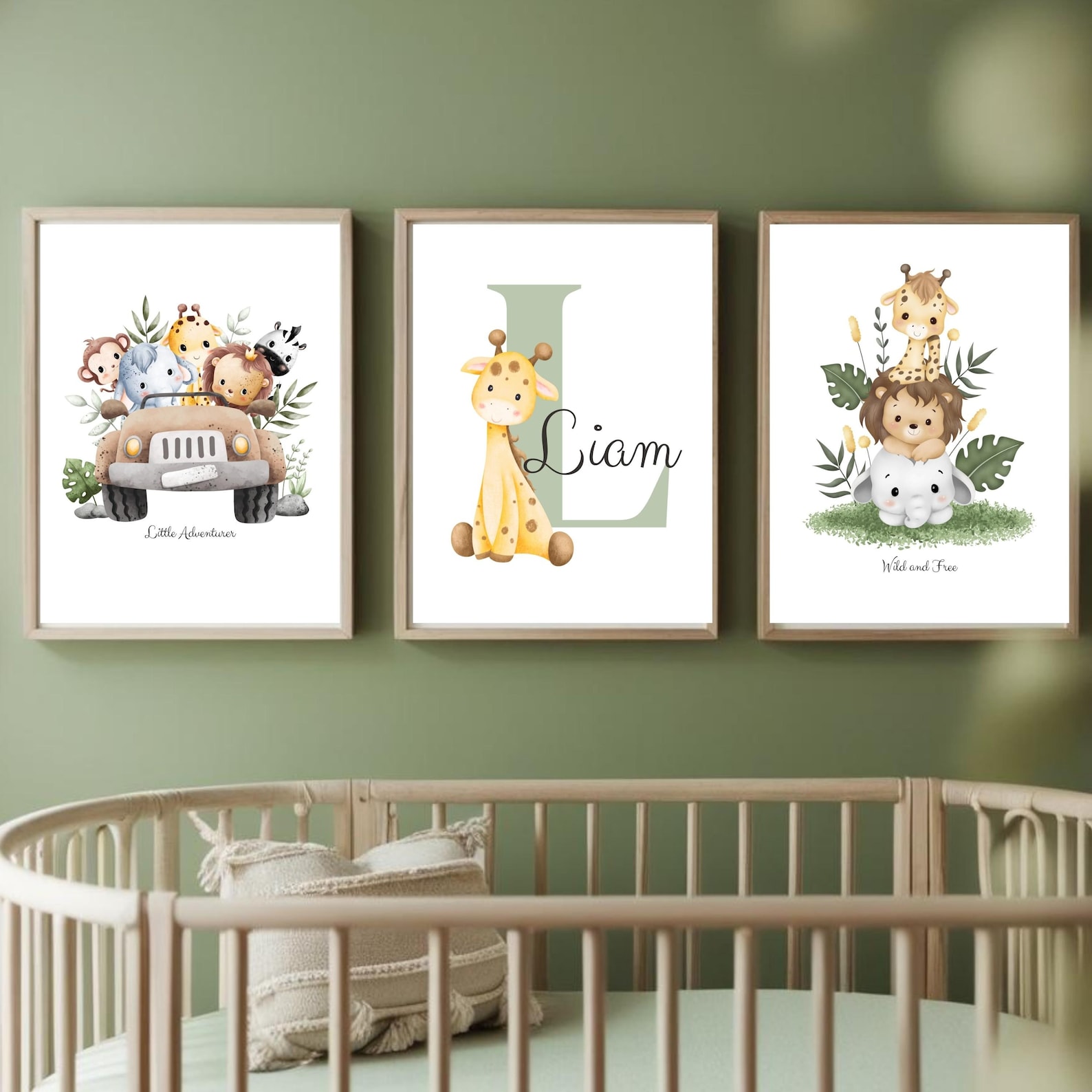 Personalized Jungle Nursery Prints: Baby Animal Safari Wall Art ...