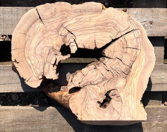 Live Edge Olive Wood Slab: Rustic DIY Project Piece (14x13x1.8")